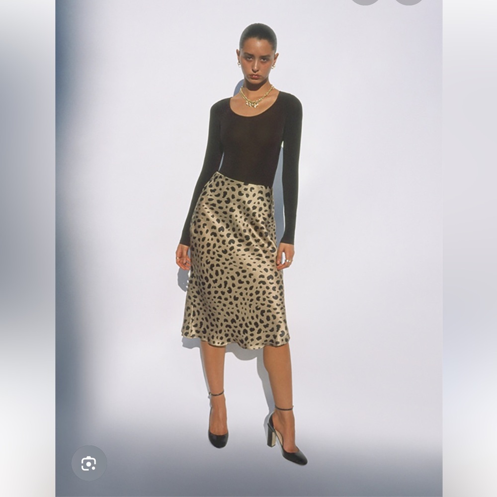 Realization Par The Naomi Wild Things Leopard Print Midi Skirt, Size S